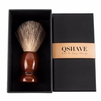 Qshave Man Pure włosia borsuka pędzel do golenia drewna 100% do maszynki do golenia podwójne zabezpieczenia na kanty prosto klasyczny pędzel do golenia 6